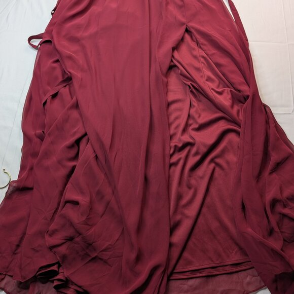 NWT EVA USA Burgundy Maxi Wrap Dress 3XL With Side Slit RARE Size - Picture 15 of 16